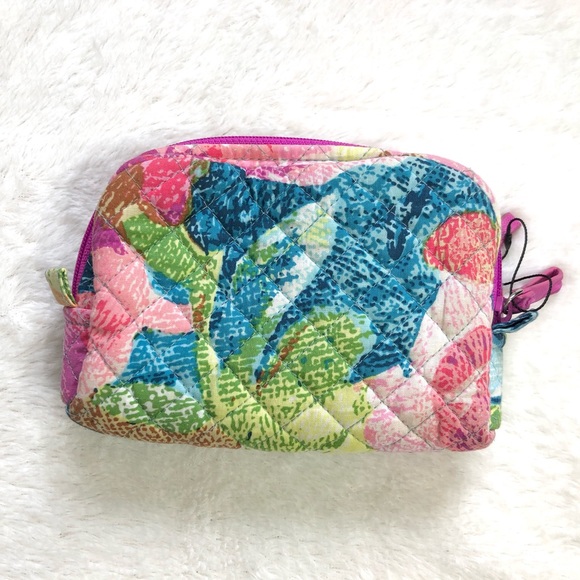 NWOT Vera Bradley Iconic Mini Cosmetic Bag in Superbloom Pink - Picture 2 of 9
